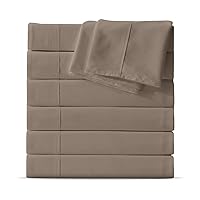 Maple&Stone Twin Flat Sheet 6 Pack,Premium Soft & Breathable,Brushed Microfiber Fabric,Anti-Shrinkage & Non-Fading,Bulk Flat Sheets Only Twin Size (Brown)