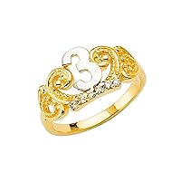 14k Yellow Gold 3 Years Old Boys and Girls CZ Cubic Zirconia Simulated Diamond Crown Ring Size 3
