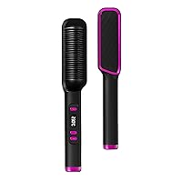 110V Negative Ion Hair Straightener Styling Comb, 2 in 1 Hair Straightener Comb and Curling Comb for Dry Hair and Wet Hair, Fast Heating,Anti-Scald, Professional Hair Care