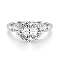 18K Solid White Gold Handmade Engagement Ring 1.00 CT Oval Cut Moissanite Diamond Solitaire Wedding/Bridal Ring for Woman/Her Perfect Ring