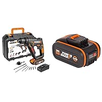 WORX WX390 SDS-plus Hammer Drill - 20V Drill with Pneumatic Hammer Mechanism & WA3553 Battery 20V - Rechargeable, Powerful Battery
