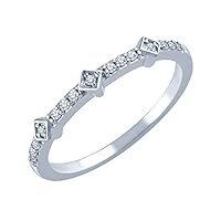 Diamond Accent Alternating Tilted Square Anniversary Stackable Band Ring in 14K Solid Gold (H-I/12)
