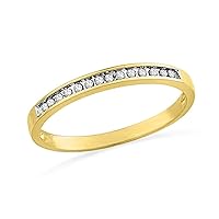 DGOLD 10KT Yellow Gold Round Diamond Anniversary Ring (1/10 CTTW)