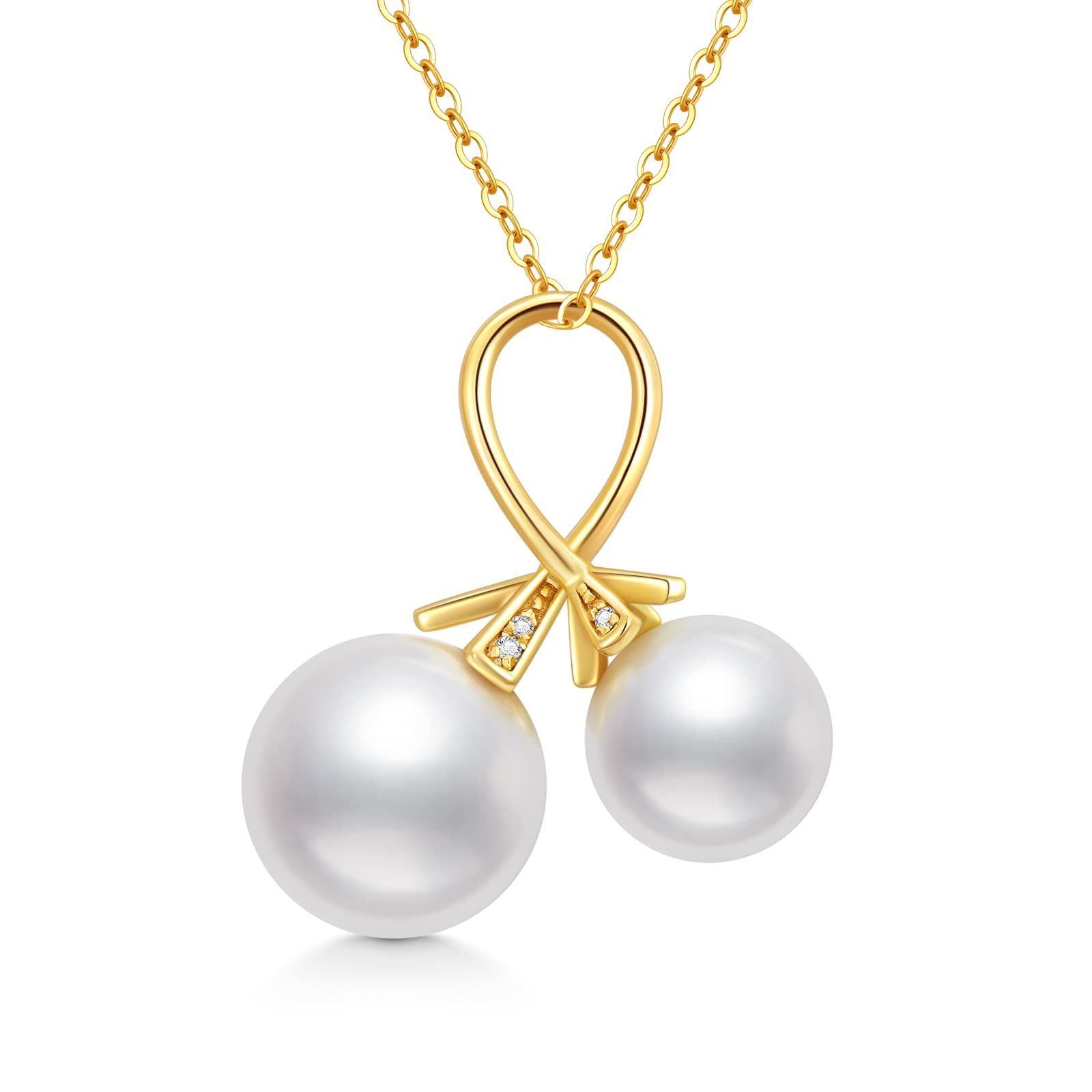 XF800 Real 18K Gold Necklace Fine Jewelry Pure AU750 O Chain Freshwater Pearl  Pendant Party Wedding For Women X598