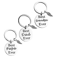 3pcs Father's Day Keychain Dad Keychain Bag Keychain Pendant Grandpa Keychain Father Bag Charm Best Papa Ever Keychain Metal Key Ring Father's Day Key Ring Stainless Steel Gift