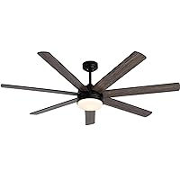 62 Inch Ceiling Fan with Lights, Outdoor Ceiling Fan with Light 7 Reversible Blades,Dimmable, Black Ceiling Fan with 12