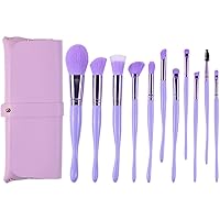 11Pcs Make up Brushes Set Professional with Natural Synthetic Hair for Foundation Blending Blush Concealer Eyeshadow Eyebrow Eyeliner (Color : Purple)
