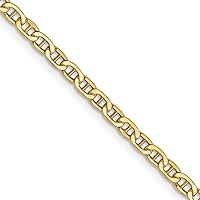 14k Gold 2.4mm Semi solid Nautical Ship Mariner Anchor Chain Necklace Jewelry for Women - Length Options: 16 18 20 24