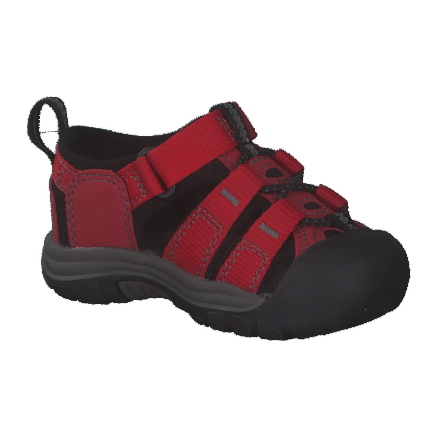 KEEN Boy's Newport H2 Closed Toe Sport Sandal Water Shoe, Ribbon Red/Gargoyle, 4 Toddler