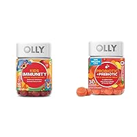 OLLY Kids Immunity Gummy, Immune Support, Wellmune, Elderberry, Vitamin C, Zinc & Probiotic + Prebiotic Gummy, Digestive Support and Gut Health, 500 Million CFUs, Fiber