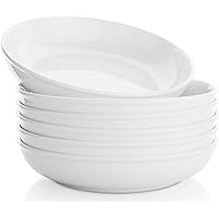 30 Oz Pasta Bowls, White large Ceramic Salad, Soup, Dinner Bowls Plates, Bowl Set of 6, Oven, Microwave, Dishwasher Safe