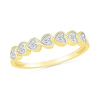 DGOLD 10kt Gold Round White Diamond Fluttering Heart Band Ring (1/10 cttw)
