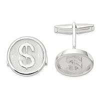 925 Sterling Silver Polished Round Dollar Sign Cuff Links Measures 17x17mm Wide Jewelry for Men