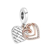Pandora Entwined Hearts Double Dangle Charm - Compatible Moments - Made Rose, Sterling Silver & Cubic Zirconia - With Gift Box