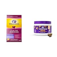 Wellness Complete Health Small Breed Healthy Weight Food, Turkey & Rice, 4-Pound Bag Skin & Coat Soft Chew Dog Supplements, 45 Count