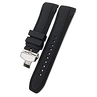 23mm 24mm Premium Quality Rubber Silicone Watchbands Soft Watch Strap Special for Tissot T035617 T035627 T035 Citizen Bracelets (Color : BlackButterflyClasp, Size : 23mm)