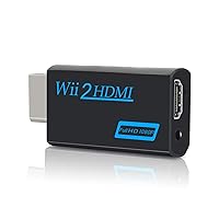 Wii to HDMI Converter, Wii to HDMI Adapter Connector with Full HD 1080p/720p Video Output and 3.5mm Audio, Supports All Wii Display Modes Game (Black)