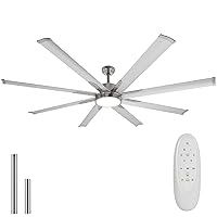 72 Inch Ceiling Fan with LED Lights and Remote Control for Indoor/Covered Outdoor, 172 DC Motor, 8 Aluminum Blades, 5CCT, 6-Speed, Dimmable Modern Ceiling Fans for Living Room - Brushed Nickel