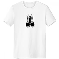 Men's Black High Boots Pattern Outline Crew Neck T-Shirt Workwear Pocket Short Sleeve Sport Clothing