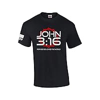 Mens Christian John 3:16 for God So Loved The World Scripture Short Sleeve T-Shirt Graphic Tee