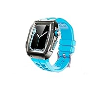 XNWKF Modifikationsset für Apple Watch, 45 mm, 44 mm, Silikon-Metall-Schutzhülle für Apple Watch 8, 7, 6, 54 SE, Luxus-Armband