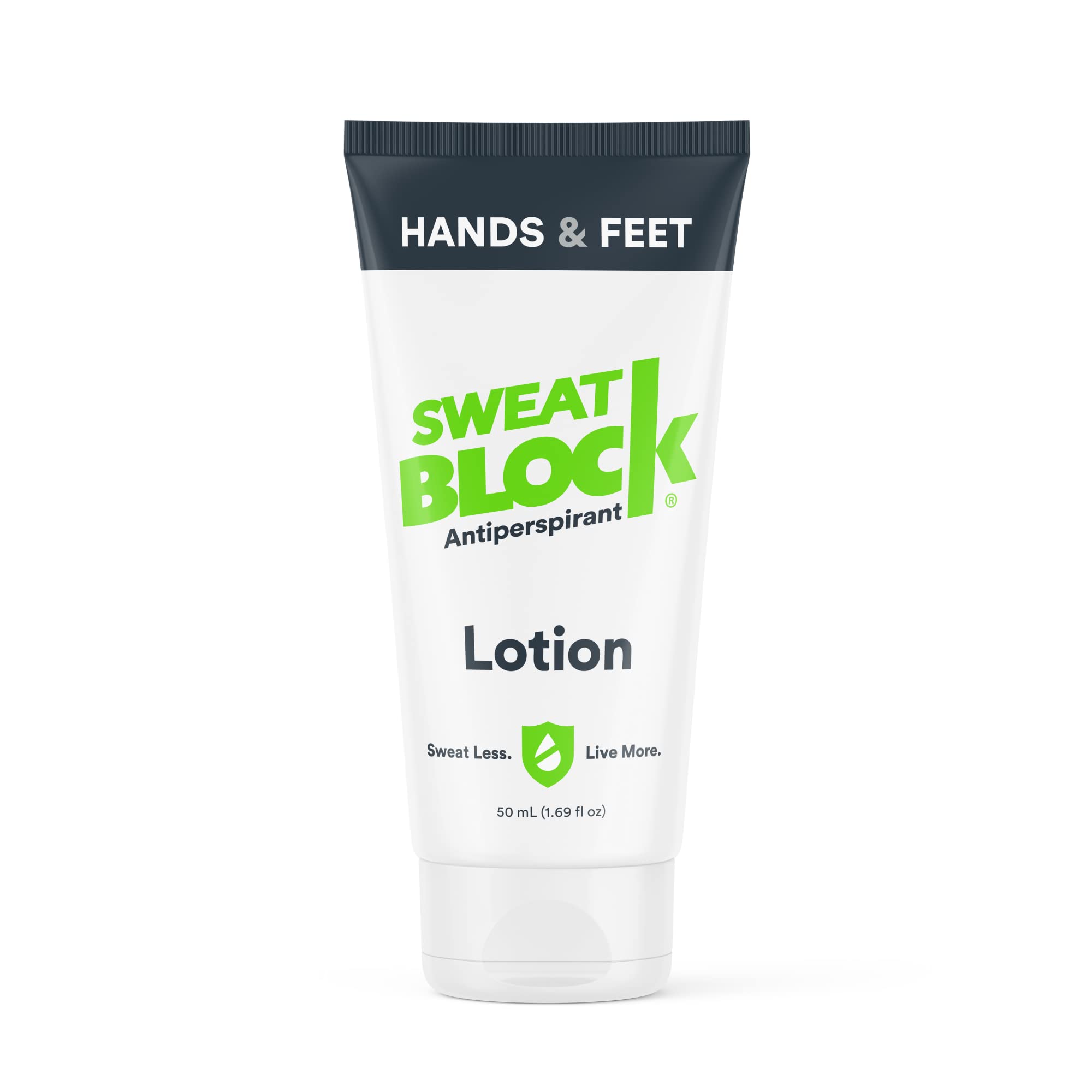 SweatBlock CLINICAL STRENGTH Antiperspirant Lotion for Hands & Feet - Men & Women - Hyperhidrosis Aid to Stop Excessive Sweating - Reduces Foot Odor - Moisturizing with Aloe - Travel Size 1.69 fl oz