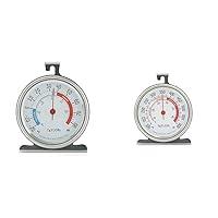 Taylor Precision Products 5924 Large Dial Kitchen Refrigerator and Freezer Kitchen Thermometer, 3 Inch Dial,Silver & 5932 Large Dial Kitchen Cooking Oven Thermometer, 3.25 Inch Dial, Stainless Steel