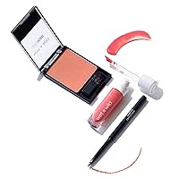 wet n wild Edit Makeup Set Peaches And Cream MegaLast Liquid Catsuit Peach Style, Color Icon Blush Pearlescent Pink, Perfect Pout Gel Lip Liner Think Flamingo