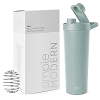 Simple Modern Stainless Steel Shaker Bottle with Ball 24oz | Metal Insulated Cup for Protein Mixes, Shakes and Pre Workout | Rally Collection | Sea Glass Sage