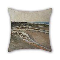 Artistdecor 20 X 20 Inches / 50 By 50 Cm Oil Painting Carl Fredrik Hill - Seashore At Luc-sur-Mer Pillow Covers ,both Sides Ornament And Gift To Kitchen,father,valentine,son,study Room,bench