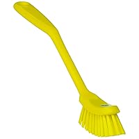 Fine Dish Brush - Heavy-Duty, Narrow, Slip-Resistant Cleaning Brush, Polypropylene, Polyester Bristle, 11 Inch, Yellow, (42876)