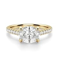 18K Solid Yellow Gold Handmade Engagement Ring 1.50 CT Oval Cut Moissanite Diamond Solitaire Wedding/Bridal Ring for Her/Woman Promise Ring