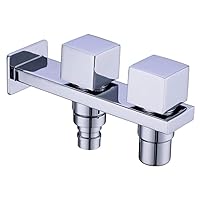 Water Bibcock Faucets,Modern Wall-Mounted 4 Points Faucets Quick Open Tap Copper Washer Faucet Balcony Mop Pool into Two Out Double Control Water-Tap