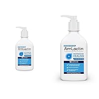 AmLactin Intensive Healing Body Lotion for Dry Skin - 14.1 oz and 7.9 oz Pump Bottles - 2-in-1 Exfoliator & Moisturizer with Ceramides & 15% Lactic Acid
