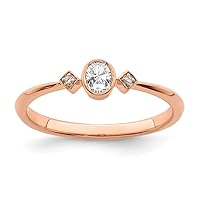 14ct Rose Gold Polish Petite Oval Diamond Ring Size N 1/20 Jewelry for Women