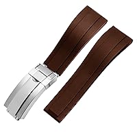 Silicone Watchband for Rolex Watch Strap with Folding Buckle Band Sport 20mm 21mm Mens Rubber Wristwatches Bracelet (Color : 10mm Gold Clasp, Size : 20mm)