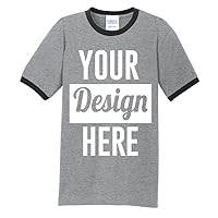 INK STITCH Unisex Pc54r Design Your Own Logo Image Texts Printing Cotton Ringer Tees - Multicolors