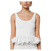 Crop Tank Tops for Women Going Out Backless Tops Sleeveless Ruffle Hem Tank Top Summer Trendy Clothes Basics Clothing