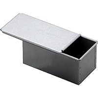 Silver 95x190x95mm Square Bread 1 Loaf Steel Aluminum Plated Sliding Lid Tiger Crown 2383