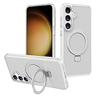 ROXIE Magnetic for Galaxy S24 Plus Case with Stand, Invisible Ring Holder with Screen Protector Compatible with MagSafe Slim Frosted Matte Phone Case Cover