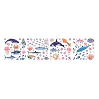 PartyKindom 1pc Sea World Wall Sticker Removable Cartoon Stickers Under The Sea Wall Decals Nature Scenery Wall Stickers Bathroom Removable Wall Stickers Sticker Painting Child Ocean Fish PVC