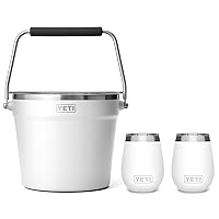 YETI Beverage Bucket with (2) YETI 10 oz Wine Tumblers Bundle, White