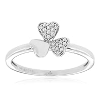 14k White Gold 3 Leaf Clover Ring with 0.07ct Diamonds