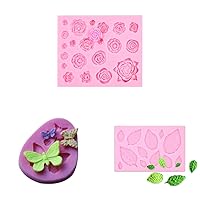 Butterflies Leaf Silicone Mold Chocolate Candy Clay Mold For Diy Dessert Crystal Mold Handmade Cupcake Decor Baking Tool Clay Molds For Pottery