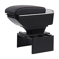 Car Center Console Storage Box, Universal Armrest Central Console with 7 USB Ports, Adjustable Leather Center Console Dual Organizer, Car Armrest Seat Accessories for Most Vehicle, Truck(Black)