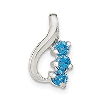 925 Sterling Silver Blue Topaz Slide Pendant Necklace Jewelry for Women