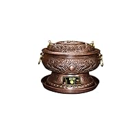 Chinese Traditional Hand-Carved Beijing Electric Carbon Heated Copper Hot Pot and Thickened Brass Adjustable Temperature Mongolian Hot Pot are Suitable for Family Dinners and Gifts