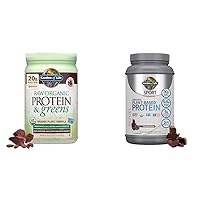 Garden of Life, Powder Protein Greens Chocolate Organic, 22 Ounce & Organic Vegan Sport Protein Powder, Chocolate - Probiotics, BCAAs, 30g