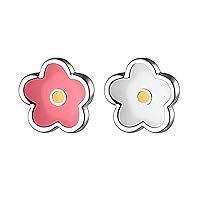 Solid 925 Sterling Silver Cute Flower Earrings Studs for Teen Girls Small Color Flower Studs Earrings Hypoallergenic
