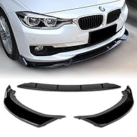 Q1-TECH, 3-Piece Front Bumper Lip fit for compatible with 2016-2019 BMW 3-Series F30 F35 330i 318i 320i 328d, Spoiler Air Chin Body Kit Splitter, Painted Glossy Black, 2017 2018